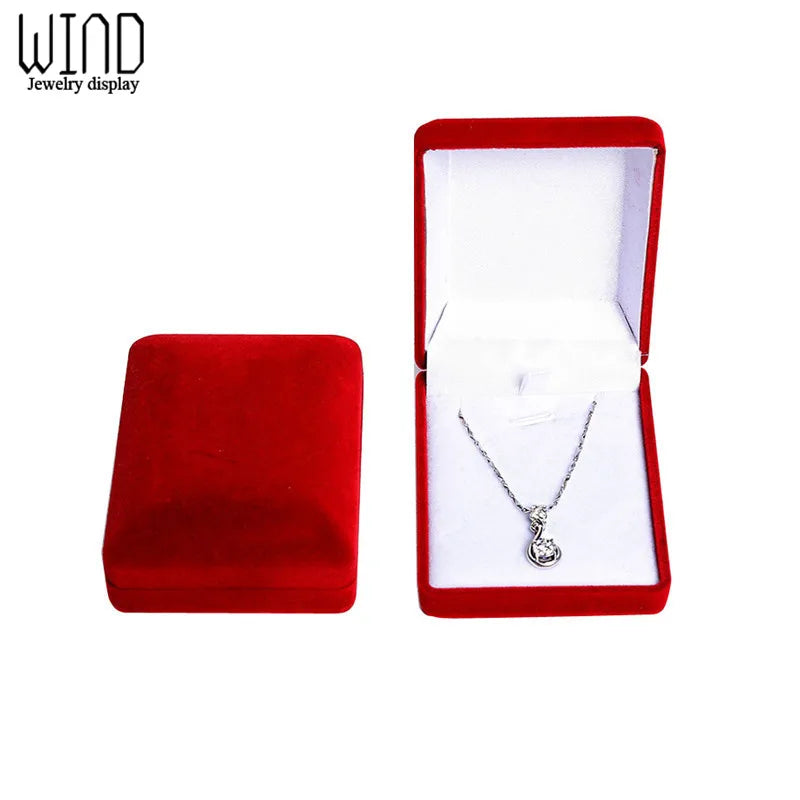 Wholesale Pendant Necklace Chain Storage Package Gift Box Soft Black/Red/Velvet Casket Long Earrings Jewelry Organizer Box