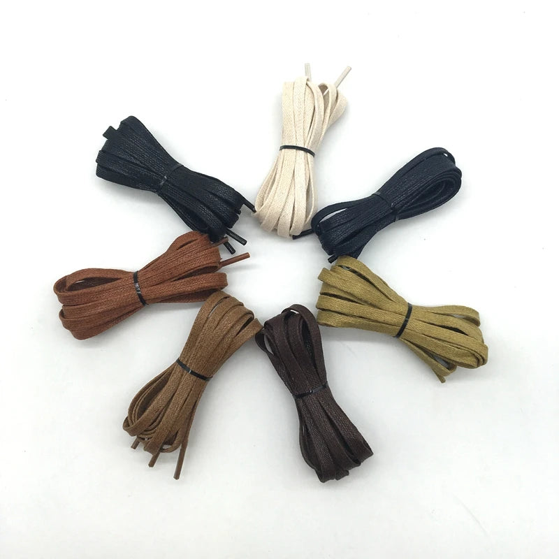 1Pair Waxed Flat Shoelaces Leather Waterproof Casual Shoes Laces Unisex Boots Shoelace Length 60 80 100 120 140 160 180CM P3