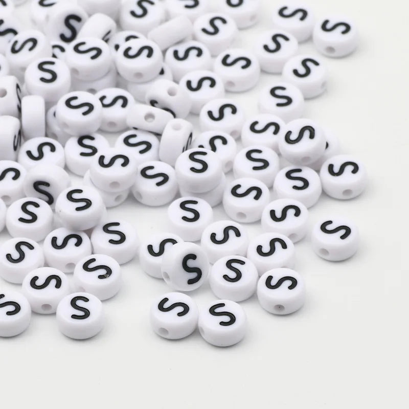 50/100/200pcs/lot 7x4mm White Round A-Z Alphabet Letter Acrylic Loose Spacer Beads for Jewelry Making Diy Bracelet Accessories