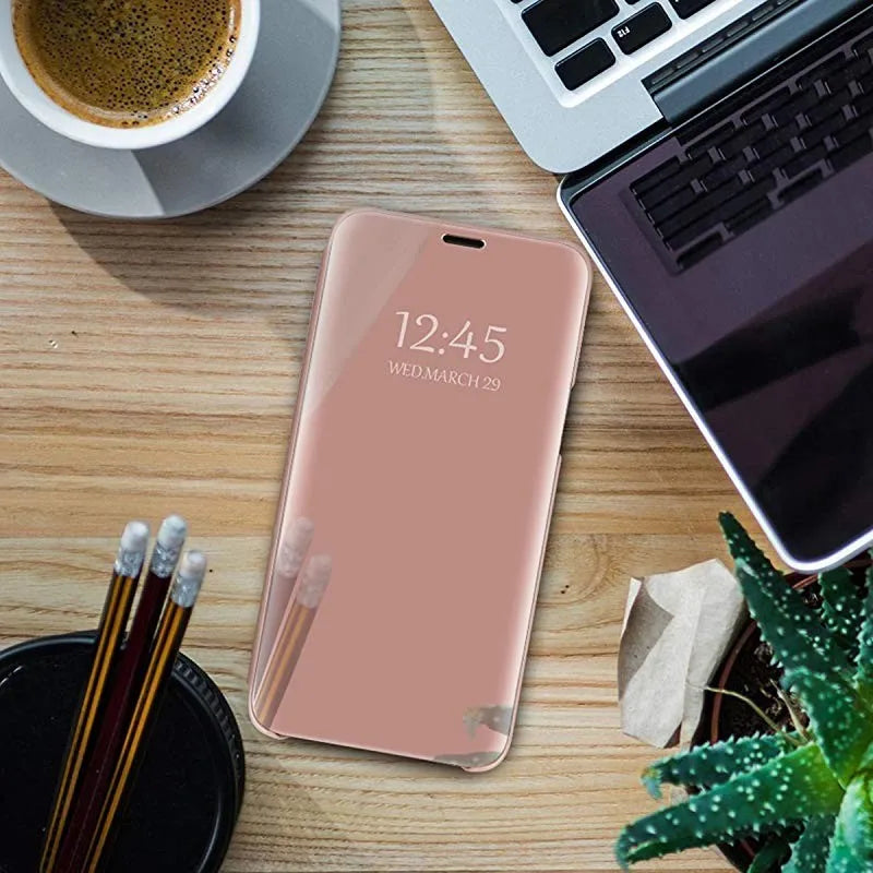 Window Case For Xiaomi Redmi Note 15 14 13 12C 14C 15C Mirror View PU Leather Flip Cover For Xiaomi Mi 17T 15T 14T POCO X7 X6