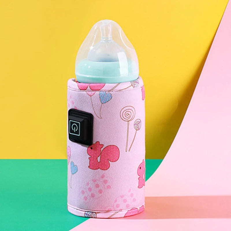 Portable USB Baby Bottle Warmer Travel Milk Warmer Infant Feeding Bottle Heated Cover Insulation Thermostat Food Heater