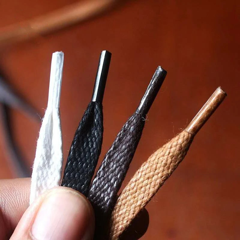 1Pair Waxed Flat Shoelaces Leather Waterproof Casual Shoes Laces Unisex Boots Shoelace Length 60 80 100 120 140 160 180CM P3