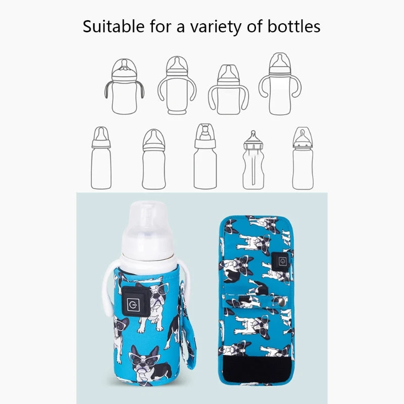 Portable USB Baby Bottle Warmer Travel Milk Warmer Infant Feeding Bottle Heated Cover Insulation Thermostat Food Heater