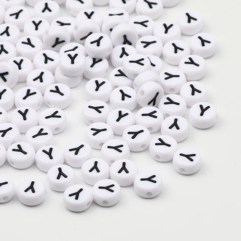 50/100/200pcs/lot 7x4mm White Round A-Z Alphabet Letter Acrylic Loose Spacer Beads for Jewelry Making Diy Bracelet Accessories