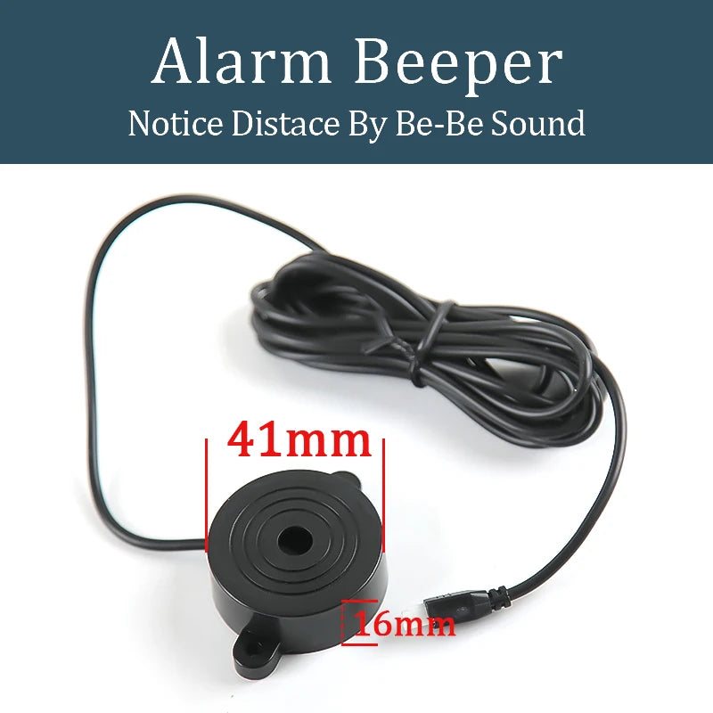 Hippcron 4 Sensors Buzzer 22mm Car Parking Sensor Kit Reverse Backup Radar Sound Alert Indicator Probe System 12V Black White