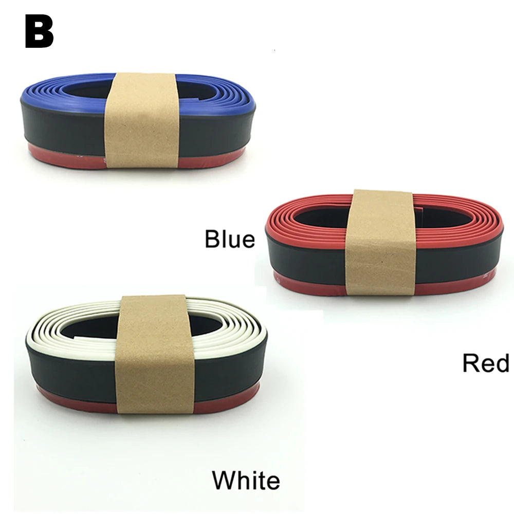Car Front Bumper Lip Carbon Fiber Rubber Universal  Protector Bumper Lip Strip Spoiler Side Skirt Rubber Anti Scratch Protector