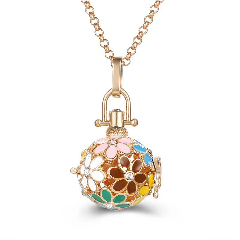 Mexico Chime Music Angel Ball Caller Locket Necklace Vintage Pregnancy Necklace Aromatherapy Essential Oil Diffuser Accessories