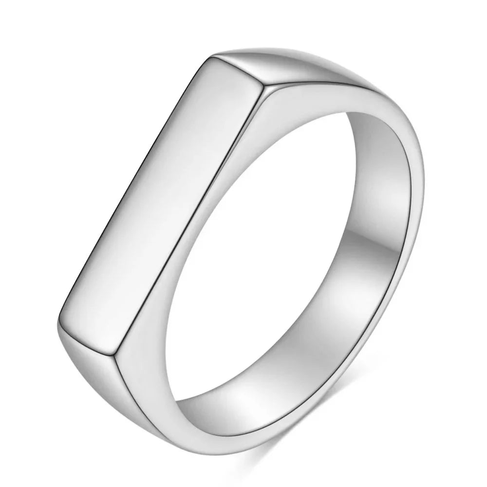 Gothic INS Signet Rings for Men Punk Black Oil Pinky Ring Gold Color Tone Stainless Steel Chunky Boys Teens Fraternal Jewelry