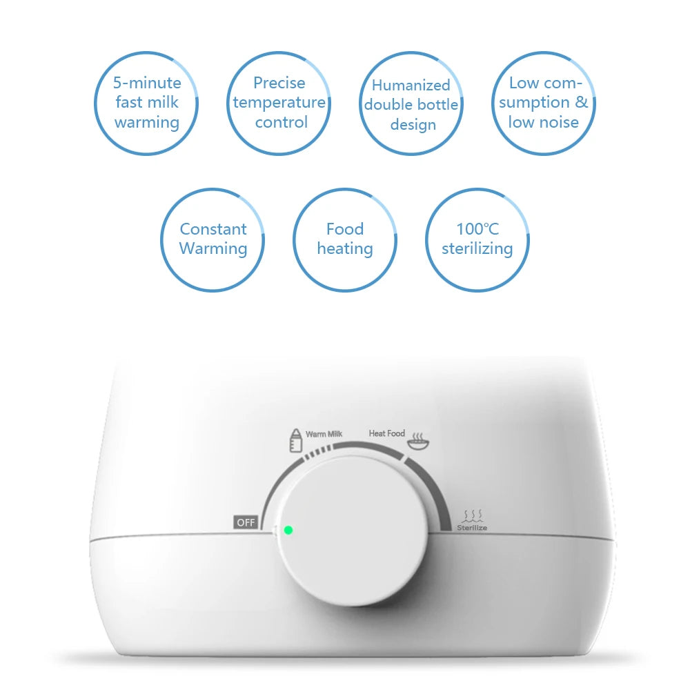 Baby Bottles Milk Warmer Food Heater Steam Sterilizer 5-Minute Fast Warming Precise Temperature Control Double Milk Warmer