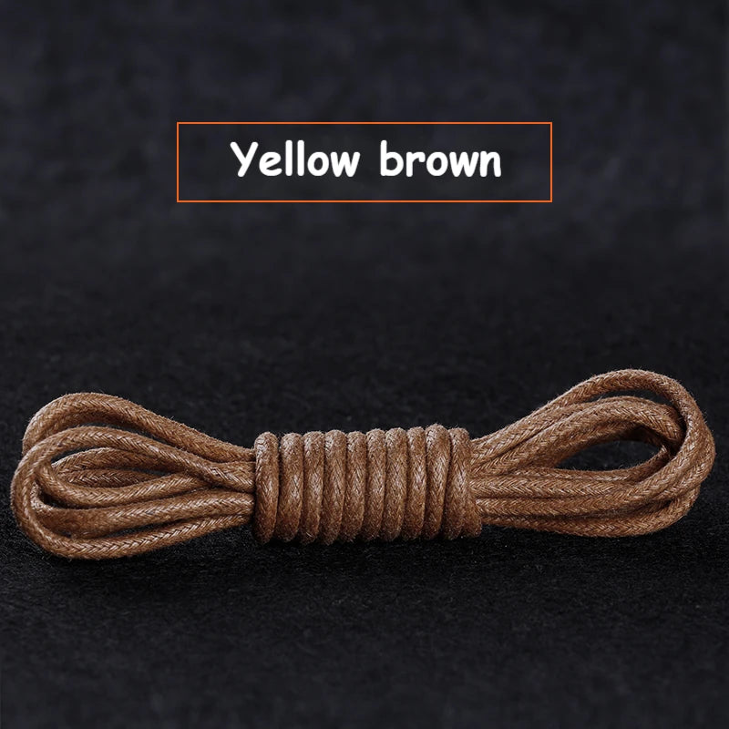1Pair Cotton Waxed Shoelaces Round Oxford Shoe laces Boots Laces Waterproof Leather Shoelace Length 60/80/100/120/140/180cm