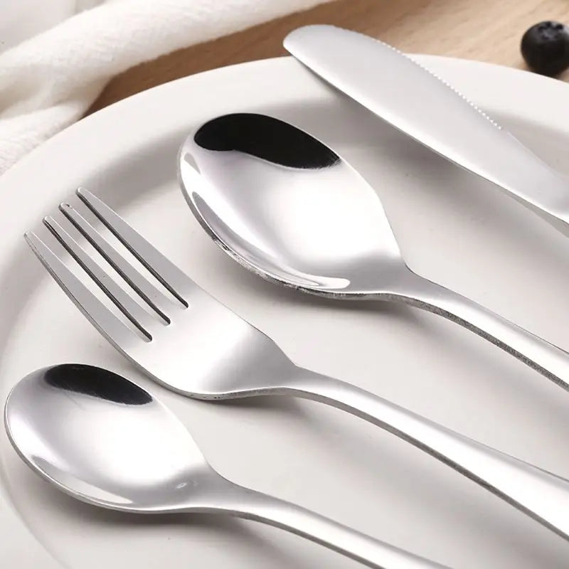 4pcs/Set Baby Teaspoon Spoon Food Feeding Fork Knife Utensils Stainless Steel Kids Learning Eating Habit Children Tableware