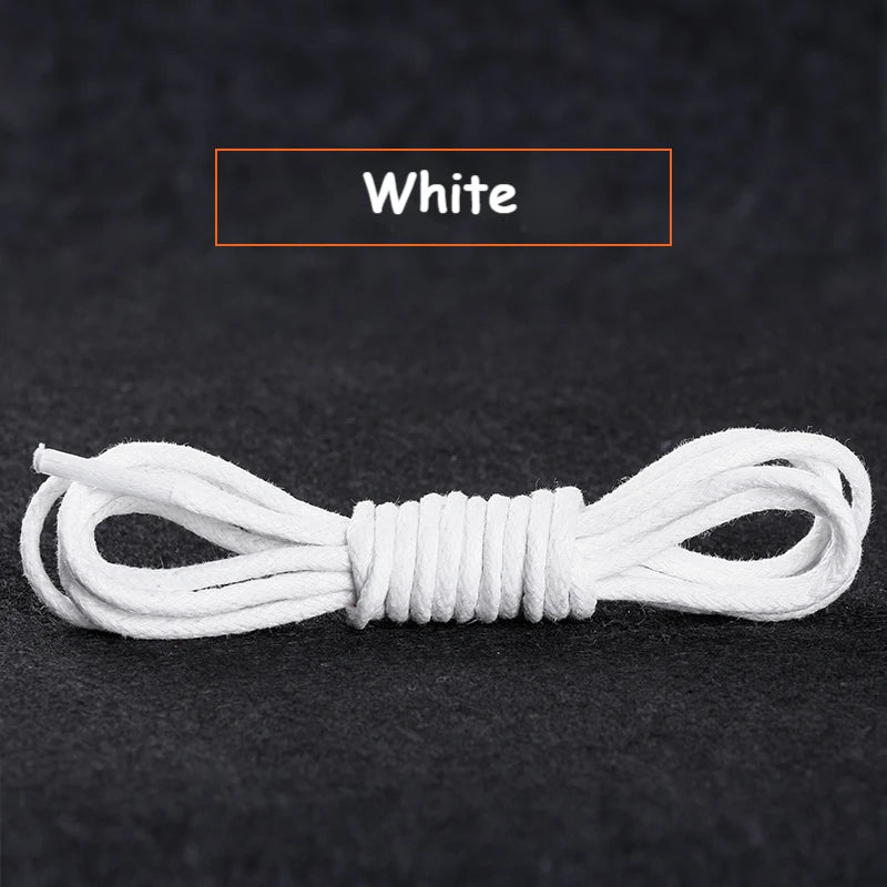 1Pair Cotton Waxed Shoelaces Round Oxford Shoe laces Boots Laces Waterproof Leather Shoelace Length 60/80/100/120/140/180cm