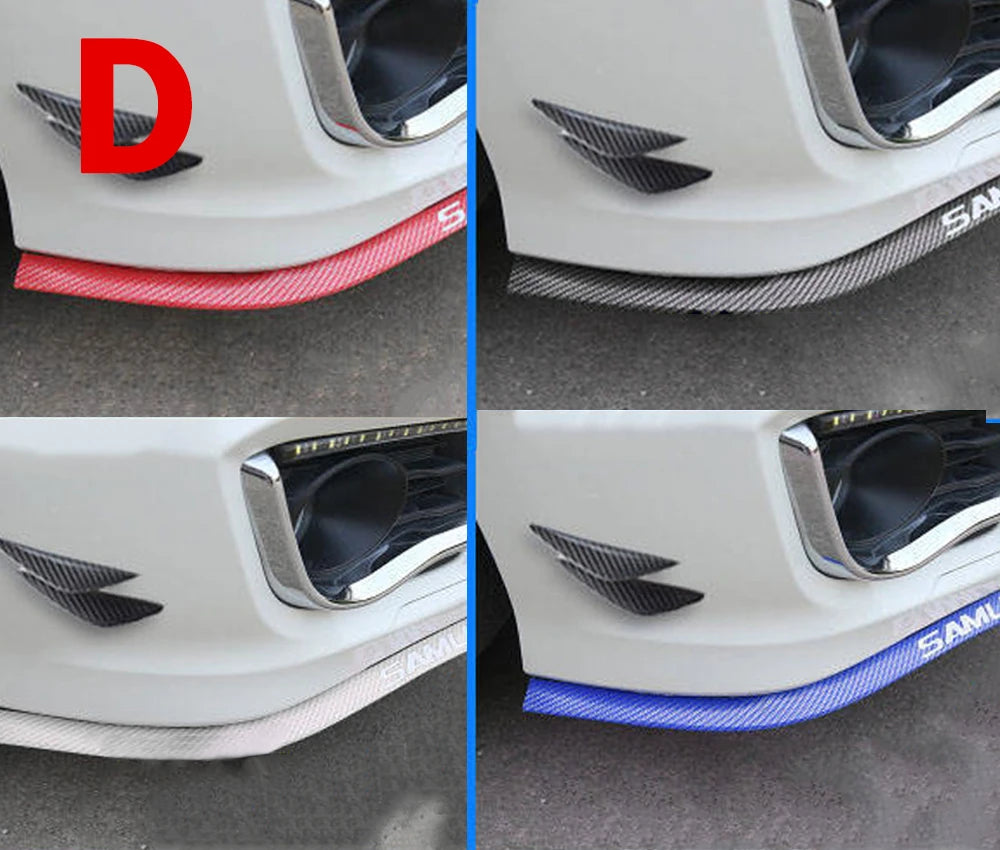 Car Front Bumper Lip Carbon Fiber Rubber Universal  Protector Bumper Lip Strip Spoiler Side Skirt Rubber Anti Scratch Protector