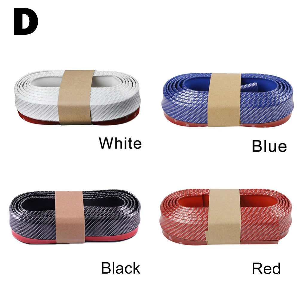 Car Front Bumper Lip Carbon Fiber Rubber Universal  Protector Bumper Lip Strip Spoiler Side Skirt Rubber Anti Scratch Protector
