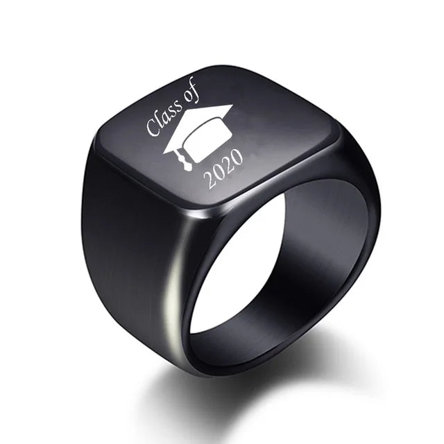 Free Engrave New Silver/Gold/Black/Blue Square Big Width Signet Rings Customized Fashion Finger Men Ring Titanium Steel Jewelry