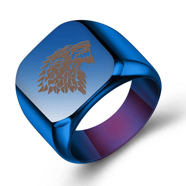 Free Engrave New Silver/Gold/Black/Blue Square Big Width Signet Rings Customized Fashion Finger Men Ring Titanium Steel Jewelry