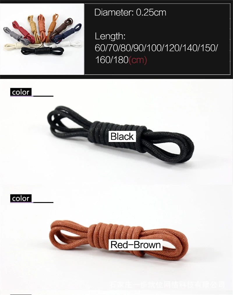 1Pair Waxed Cotton Round Shoe laces Coloured Leather Shoes lace Waterproof ShoeLaces Men Boots Shoelace Shoestring