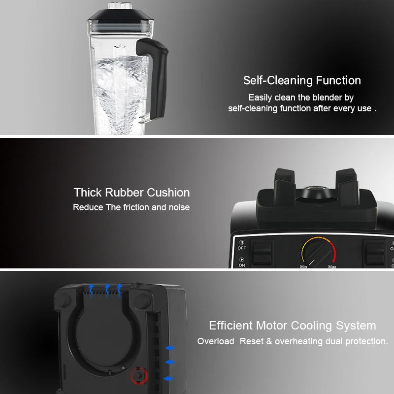 BioloMix BPA Free 2L Jar 2200W Professional Smart Timer Pre-programed Blender Mixer Juicer Food Processor Ice Smoothies Crusher