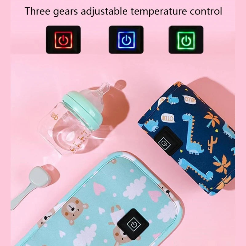 Portable USB Baby Bottle Warmer Travel Milk Warmer Infant Feeding Bottle Heated Cover Insulation Thermostat Food Heater