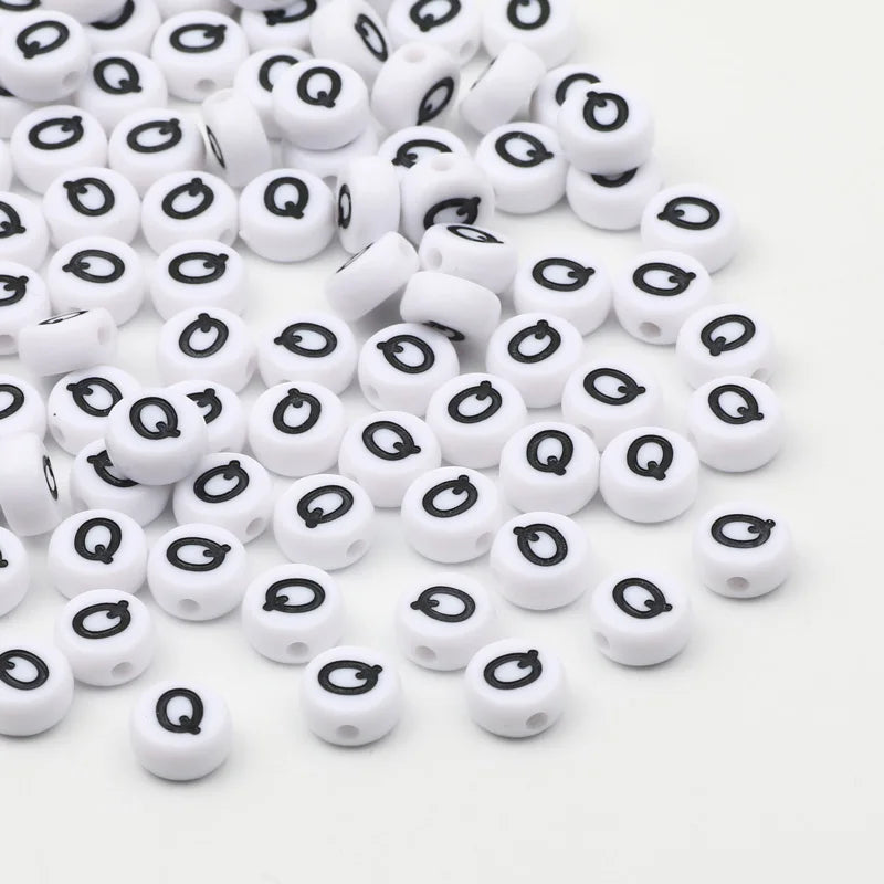 50/100/200pcs/lot 7x4mm White Round A-Z Alphabet Letter Acrylic Loose Spacer Beads for Jewelry Making Diy Bracelet Accessories