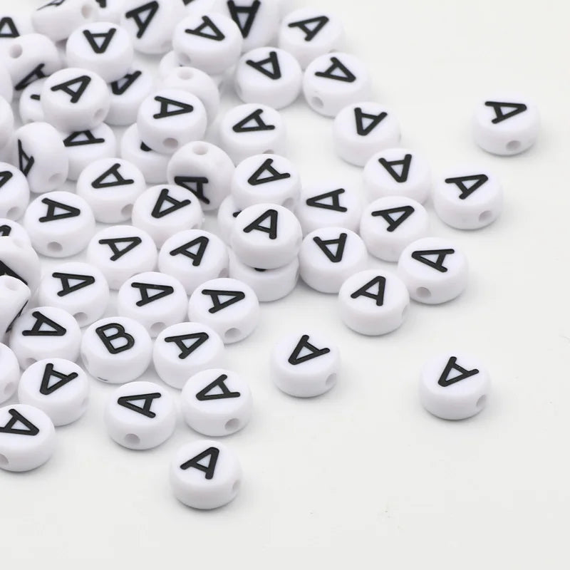 50/100/200pcs/lot 7x4mm White Round A-Z Alphabet Letter Acrylic Loose Spacer Beads for Jewelry Making Diy Bracelet Accessories