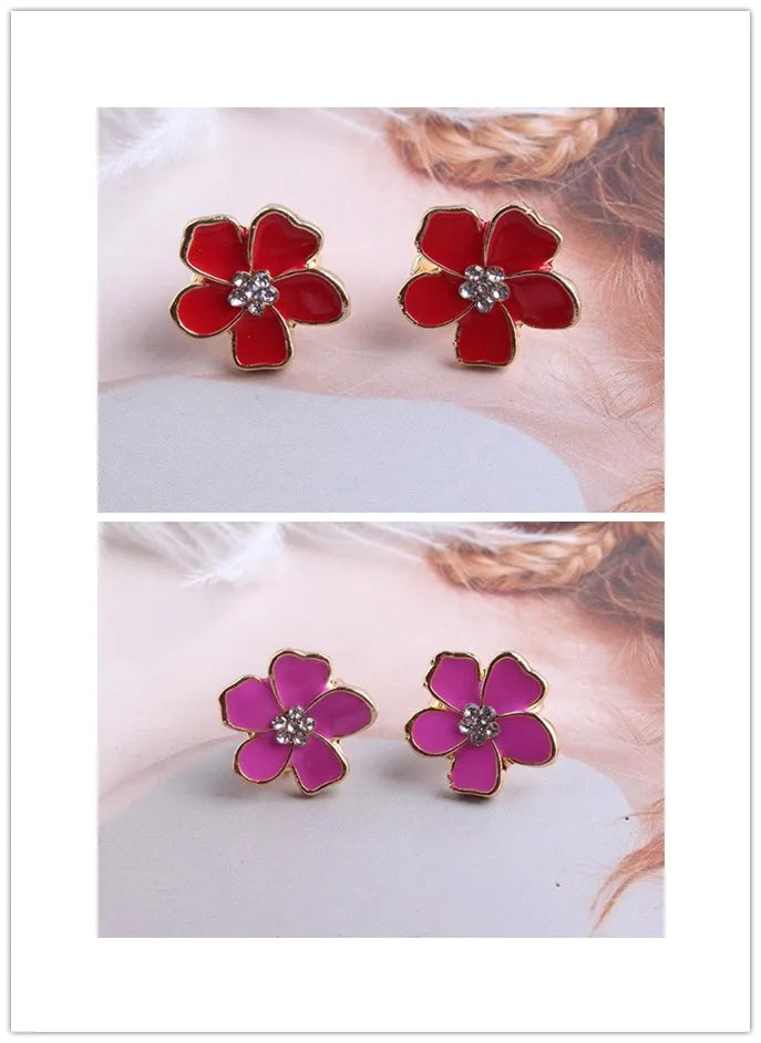 JIOFREE Korea Style Flower Shape Enamel Clip on Earrings Without Piercing for Girls Party Cute Lovely No Hole Ear Clip jewelry