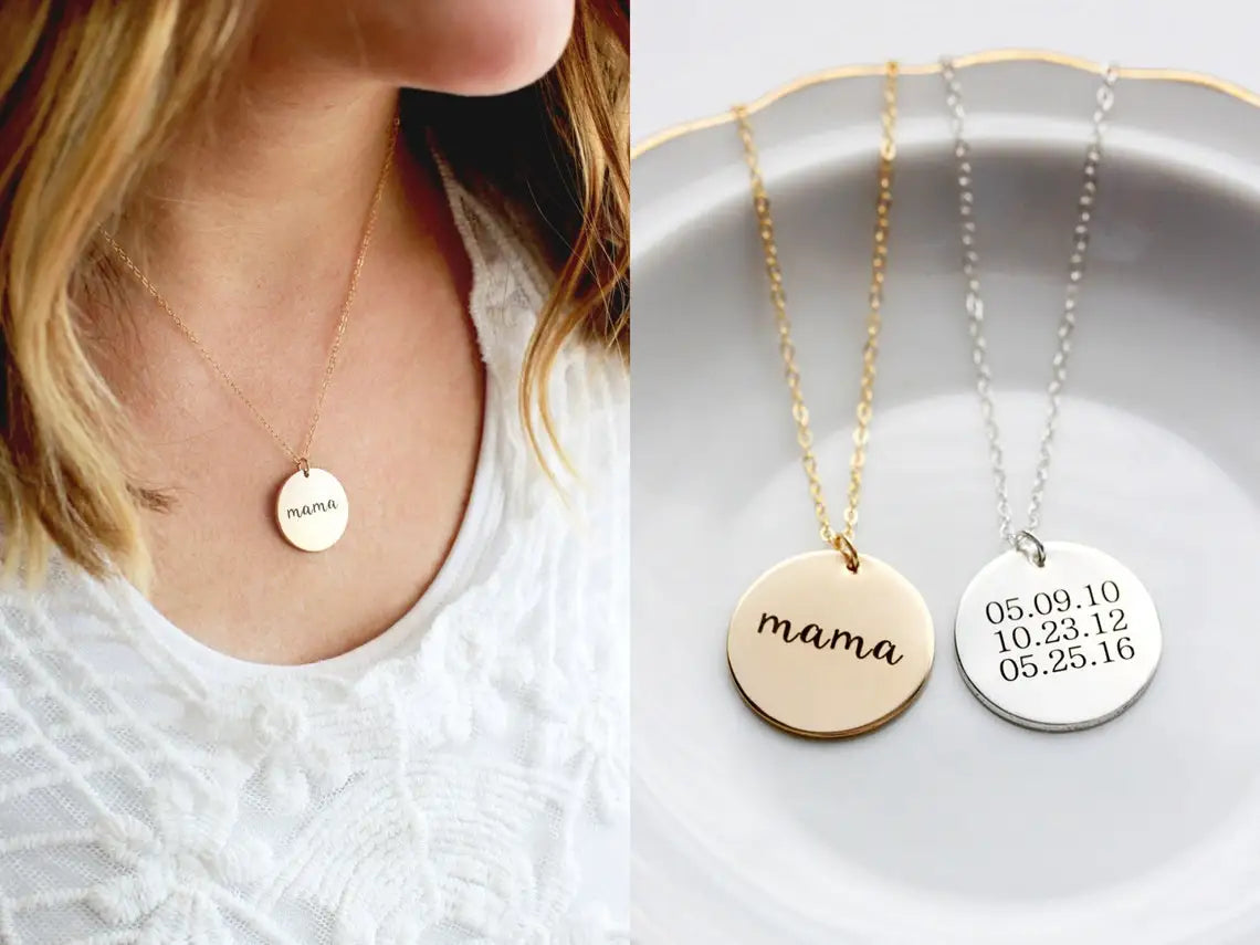 Custom Engraved Name Date Round Coin Stainless Steel Personalized ID Tag  Accessory Jewelry Pendant Fit for Bracelet Necklace