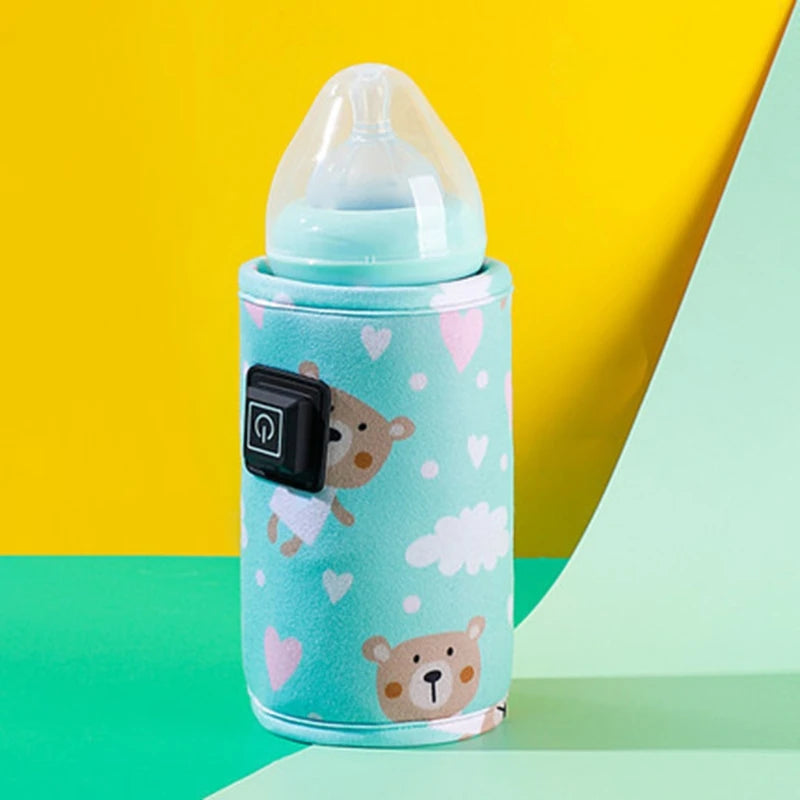Portable USB Baby Bottle Warmer Travel Milk Warmer Infant Feeding Bottle Heated Cover Insulation Thermostat Food Heater