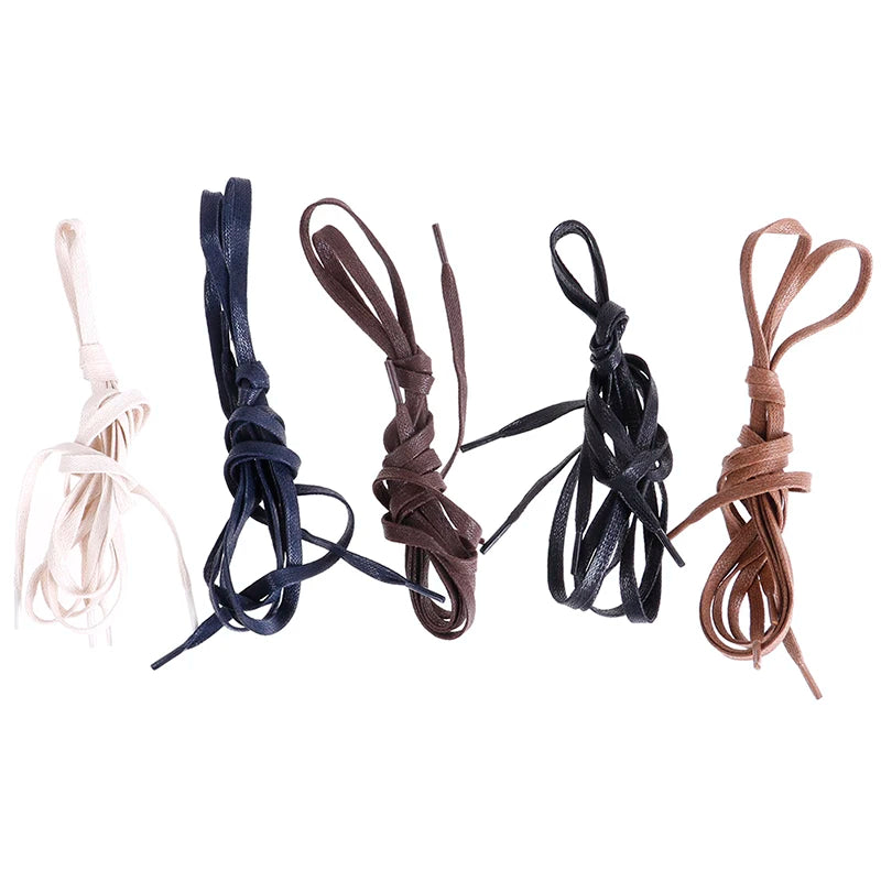 1Pair Waxed Flat Shoelaces Leather Waterproof Casual Shoes Laces Unisex Boots Shoelace Length 60 80 100 120 140 160 180CM P3