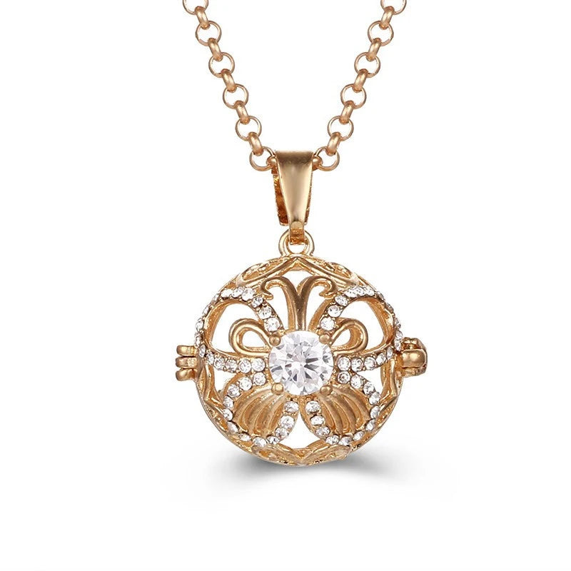 Mexico Chime Music Angel Ball Caller Locket Necklace Vintage Pregnancy Necklace Aromatherapy Essential Oil Diffuser Accessories