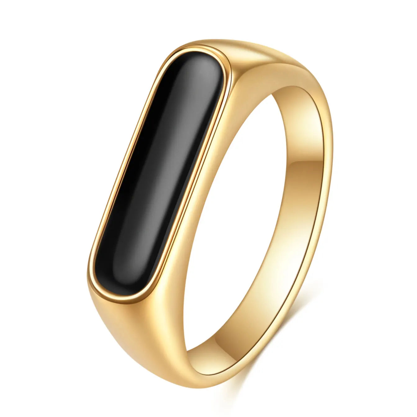 Gothic INS Signet Rings for Men Punk Black Oil Pinky Ring Gold Color Tone Stainless Steel Chunky Boys Teens Fraternal Jewelry