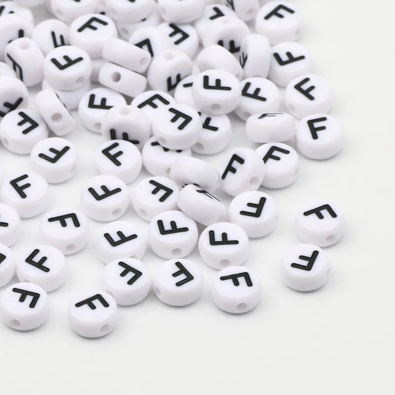 50/100/200pcs/lot 7x4mm White Round A-Z Alphabet Letter Acrylic Loose Spacer Beads for Jewelry Making Diy Bracelet Accessories