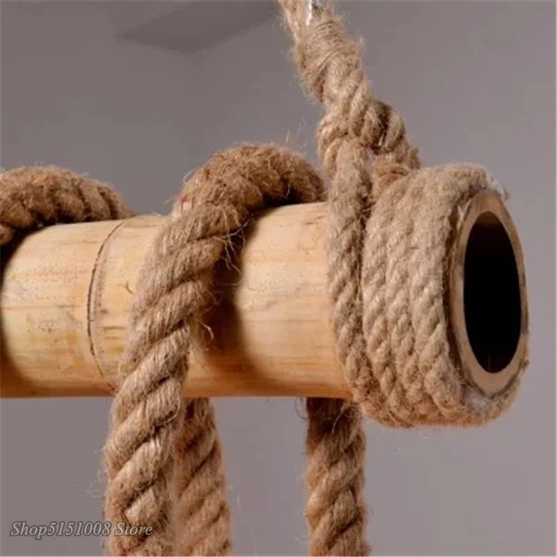 Vintage Country Hemp Rope Pendant Lights E27 Bulb Creative Hanging Lamp for Bedroom Dining Room Furniture Kitchen Light Fixtures