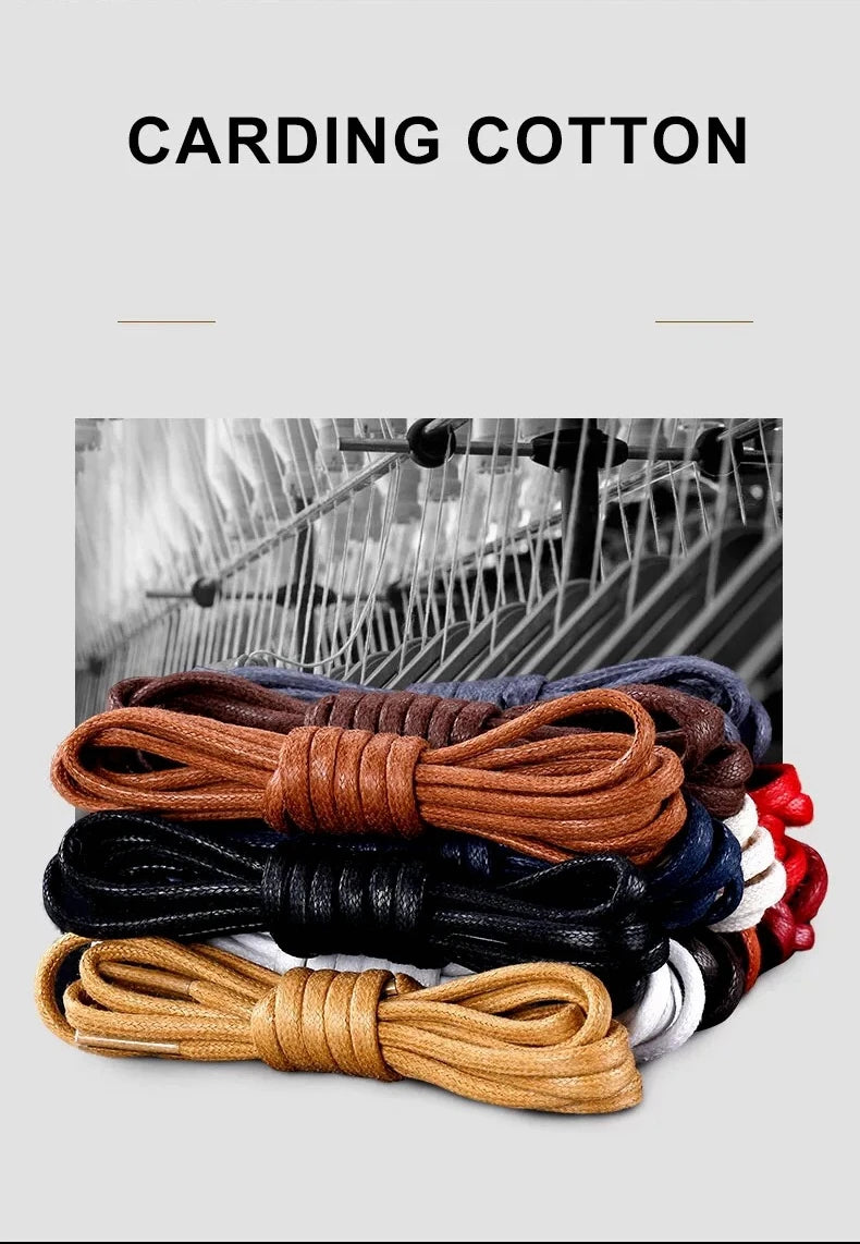 1Pair Cotton Waxed Shoelaces Round Oxford Shoe laces Boots Laces Waterproof Leather Shoelace Length 60/80/100/120/140/180cm