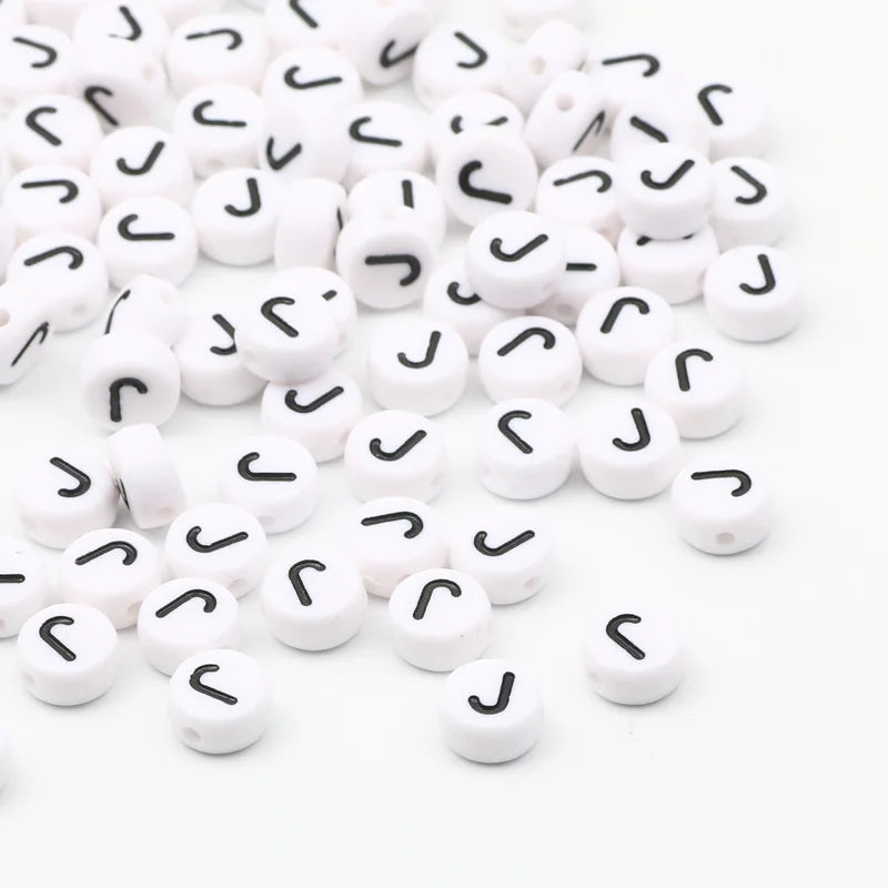 50/100/200pcs/lot 7x4mm White Round A-Z Alphabet Letter Acrylic Loose Spacer Beads for Jewelry Making Diy Bracelet Accessories