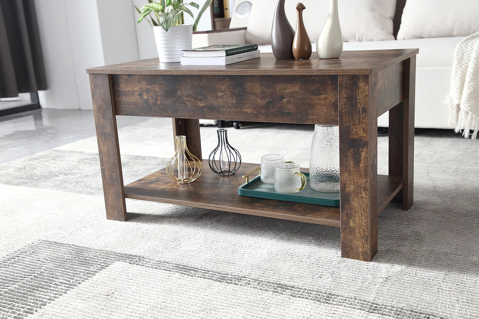 Small Modern Coffee Tables with Storage for Living Room Wood Lift Top Center Table Farmhouse