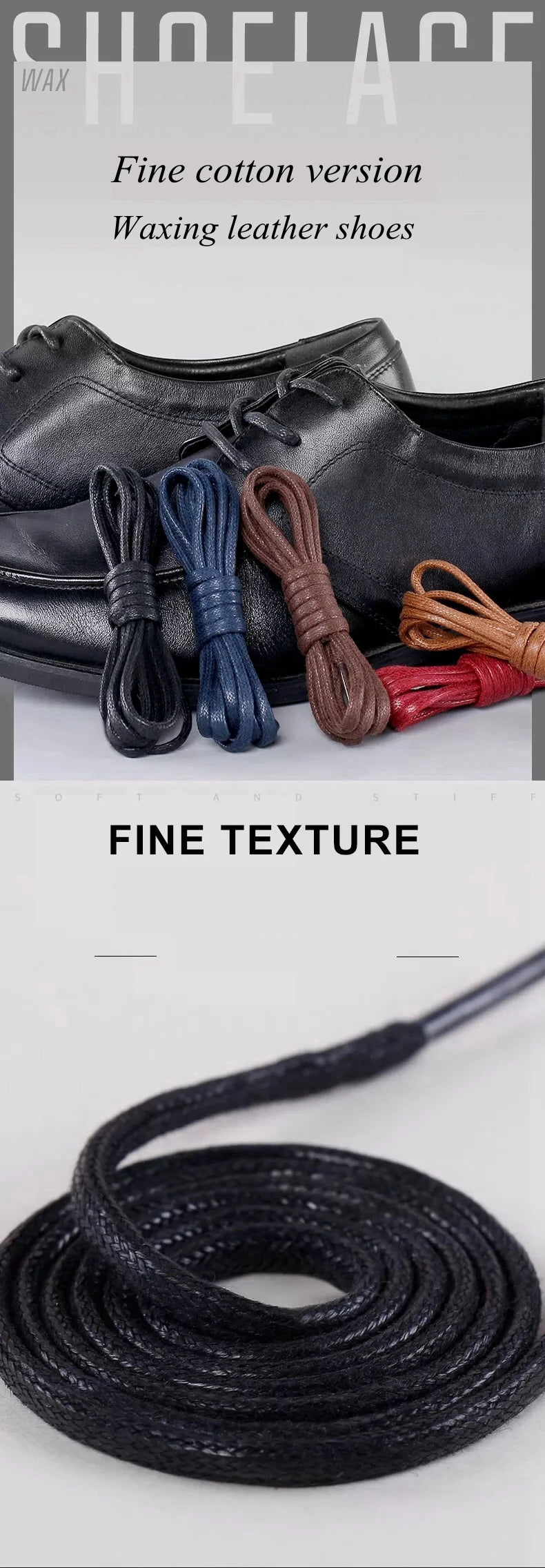 1Pair Cotton Waxed Shoelaces Round Oxford Shoe laces Boots Laces Waterproof Leather Shoelace Length 60/80/100/120/140/180cm