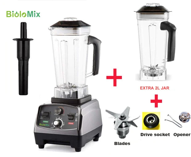 Biolomix BPA Free 2200W Commercial Grade Timer Blender Mixer Heavy Duty Automatic Fruit Food Processor Ice Crusher Smoothies