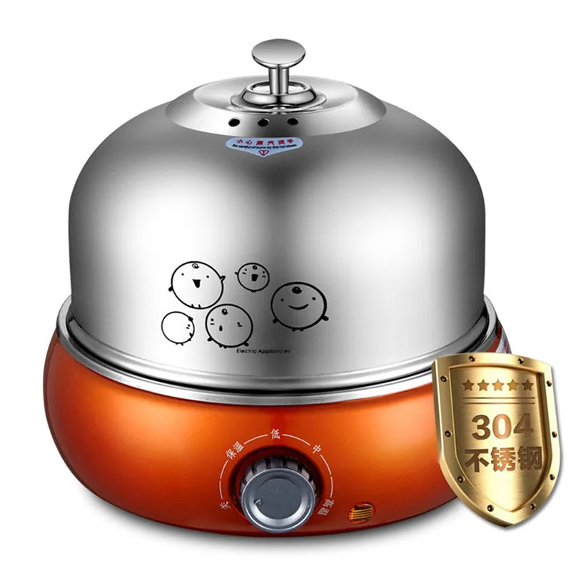 9 Eggs Full 304 Stainless Steel Electric Egg Cooker Steamer With Big Capacity For Soft Medium Hard Boiled Poached Custard Bread