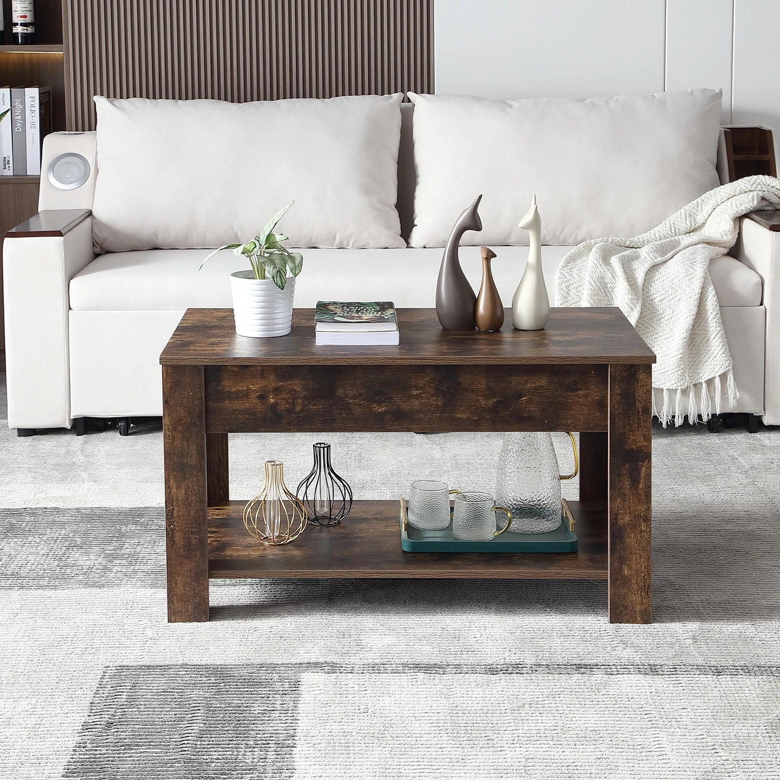 Small Modern Coffee Tables with Storage for Living Room Wood Lift Top Center Table Farmhouse