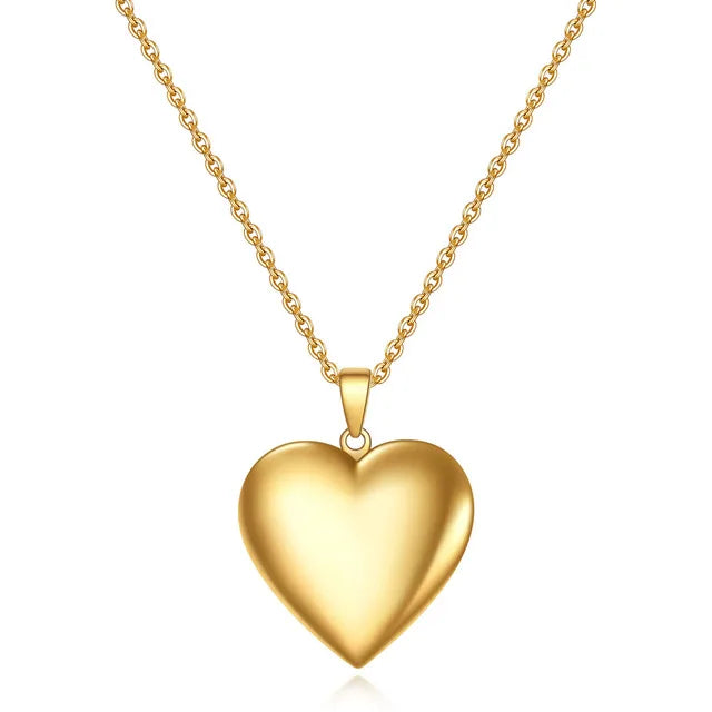 Fashion Heart Locket Pendant Necklaces for Women Openable Photo Frame Floral Stainless Steel Necklaces Family Love Collar