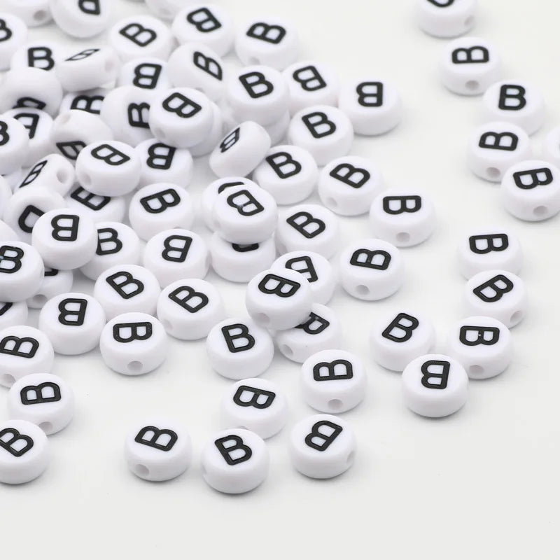 50/100/200pcs/lot 7x4mm White Round A-Z Alphabet Letter Acrylic Loose Spacer Beads for Jewelry Making Diy Bracelet Accessories