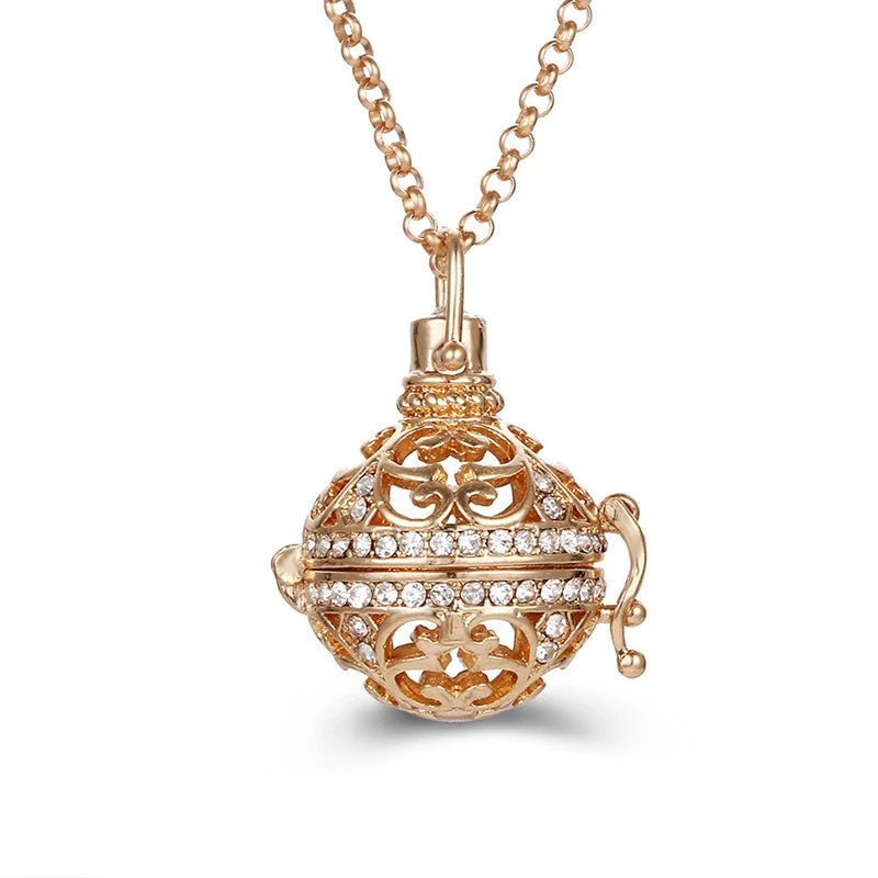 Mexico Chime Music Angel Ball Caller Locket Necklace Vintage Pregnancy Necklace Aromatherapy Essential Oil Diffuser Accessories