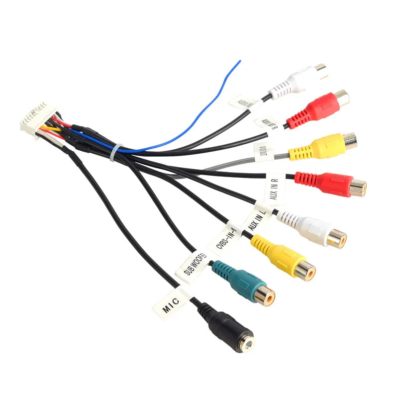 ESSGOO Car Radio 3.5mm Microphone Subwoofer Wires Mic 20 Pin RCA Cable For Android Stereo Output Subwoofer Kit
