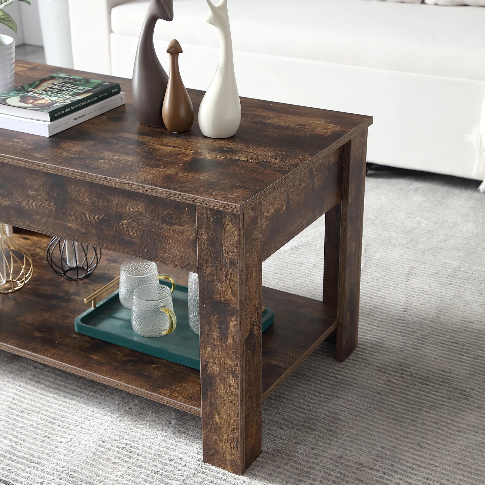 Small Modern Coffee Tables with Storage for Living Room Wood Lift Top Center Table Farmhouse