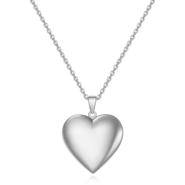 Fashion Heart Locket Pendant Necklaces for Women Openable Photo Frame Floral Stainless Steel Necklaces Family Love Collar