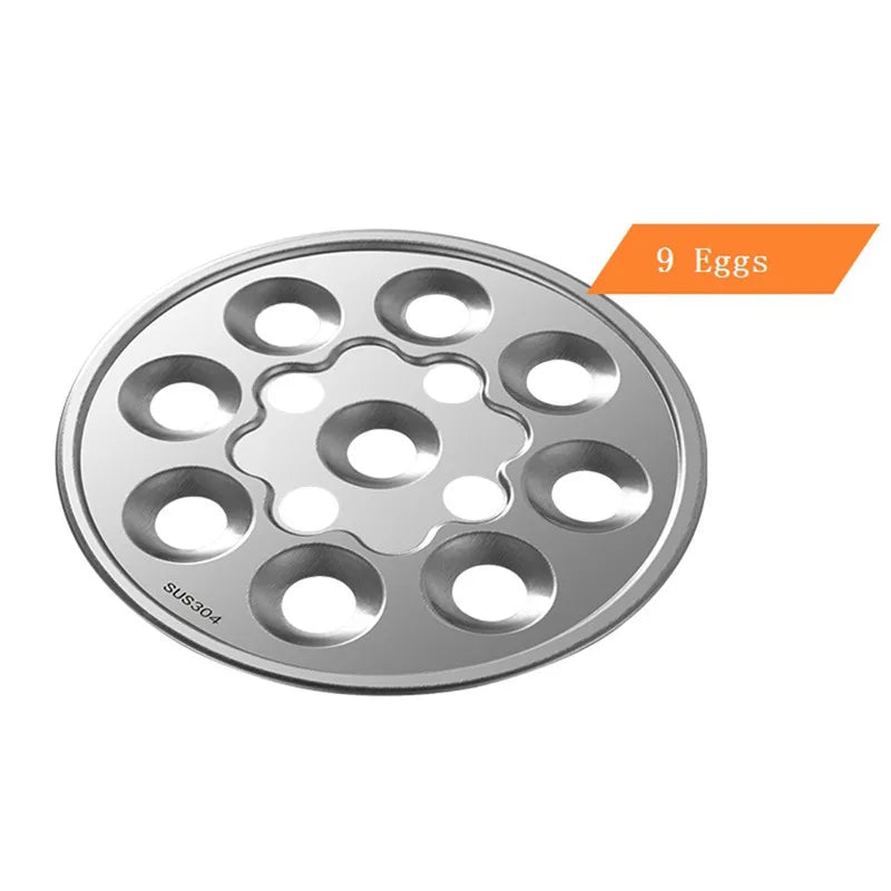 9 Eggs Full 304 Stainless Steel Electric Egg Cooker Steamer With Big Capacity For Soft Medium Hard Boiled Poached Custard Bread