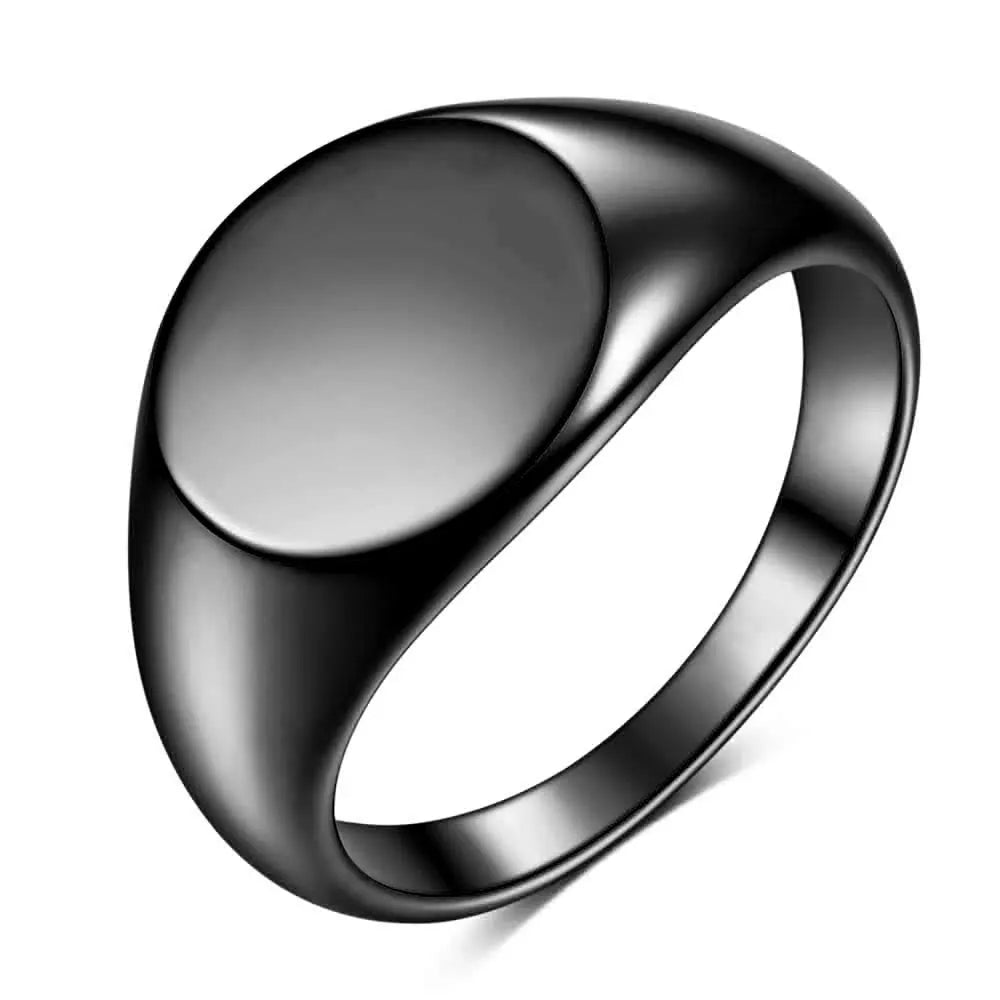 Customized Women Signet Ring Chunky Round Name Logo Stamp Stainless Steel Punk Candid Fashion Jewelry Female Wedding Accessories