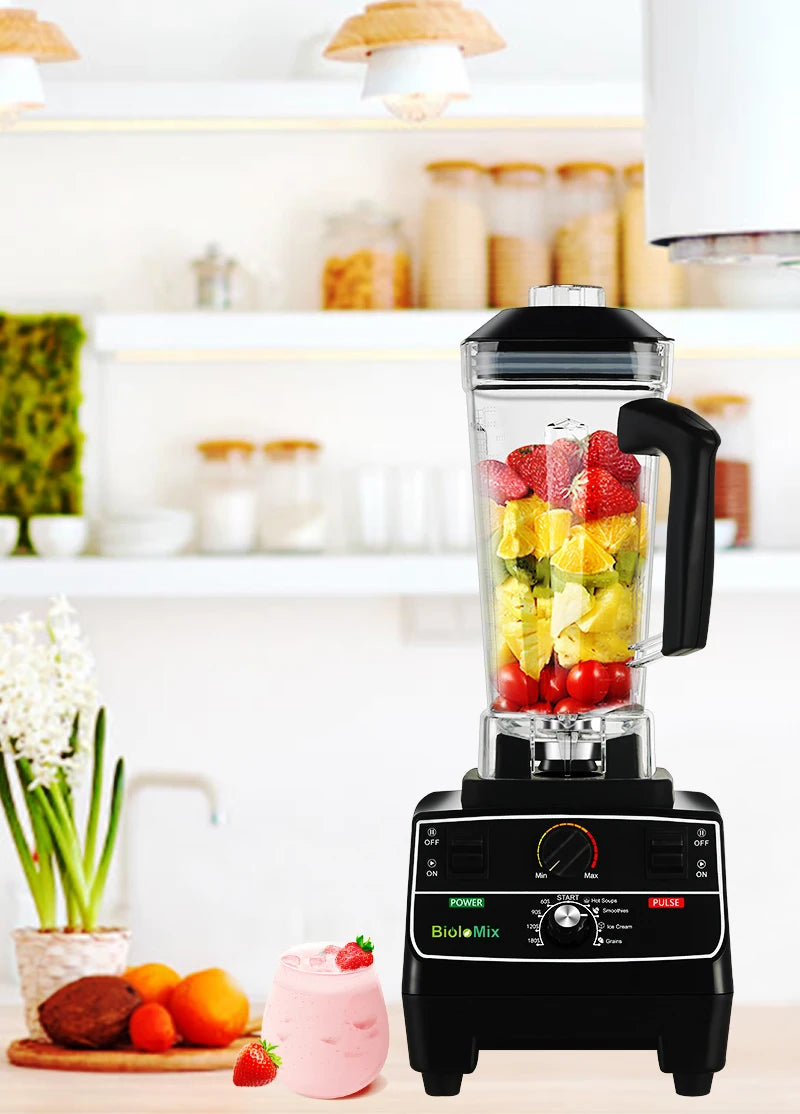 BioloMix BPA Free 2L Jar 2200W Professional Smart Timer Pre-programed Blender Mixer Juicer Food Processor Ice Smoothies Crusher