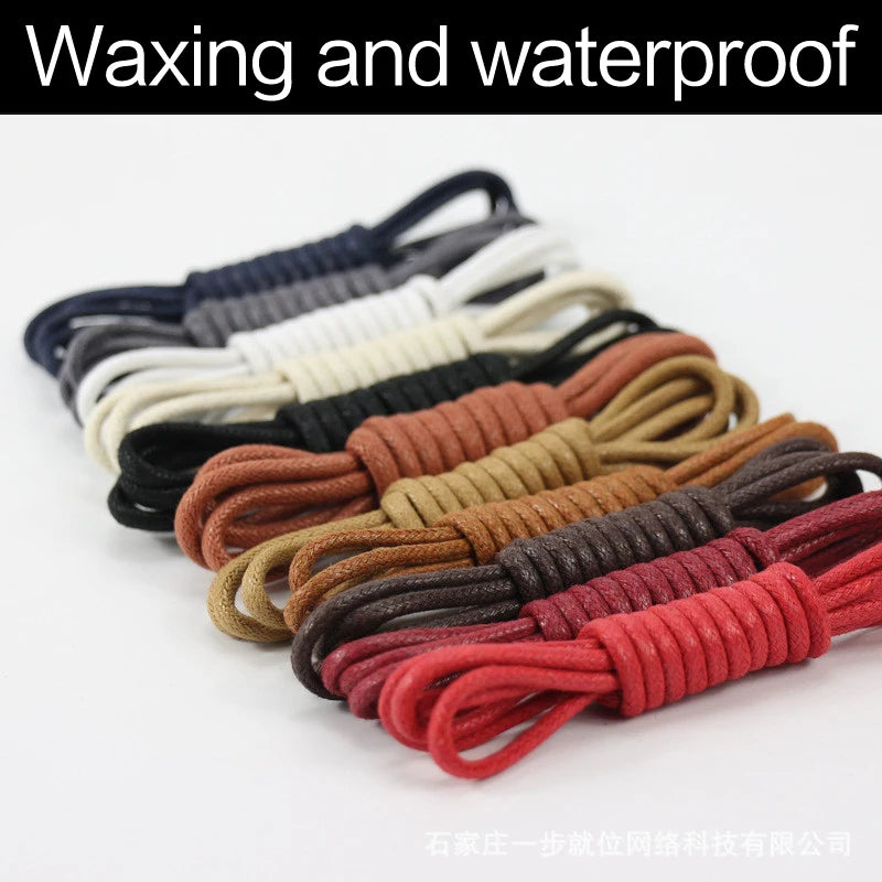 1Pair Waxed Cotton Round Shoe laces Coloured Leather Shoes lace Waterproof ShoeLaces Men Boots Shoelace Shoestring
